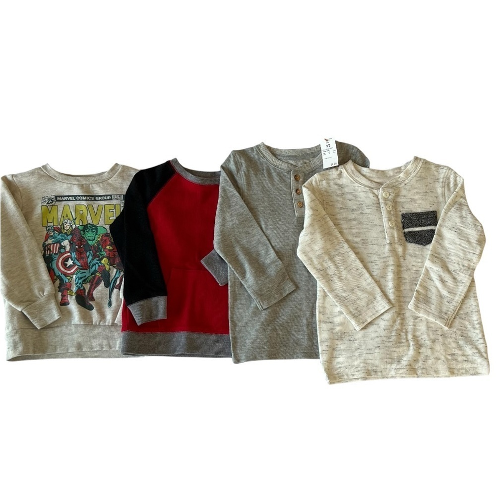 Cat & Jack Kids Marvel Garanimals Long Sleeve Shirt Set - Gray, Red, Cream
